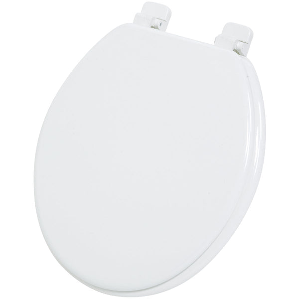 Home Impressions Round Closed Front White Wood Toilet Seat