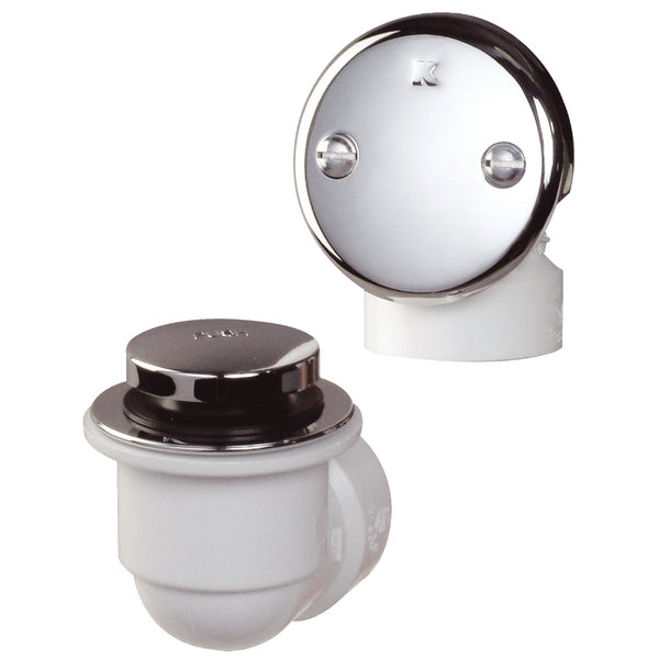 Keeney Schedule 40 PVC Bathtub Drain Stopper with Polished Chrome Foot Lok Stop