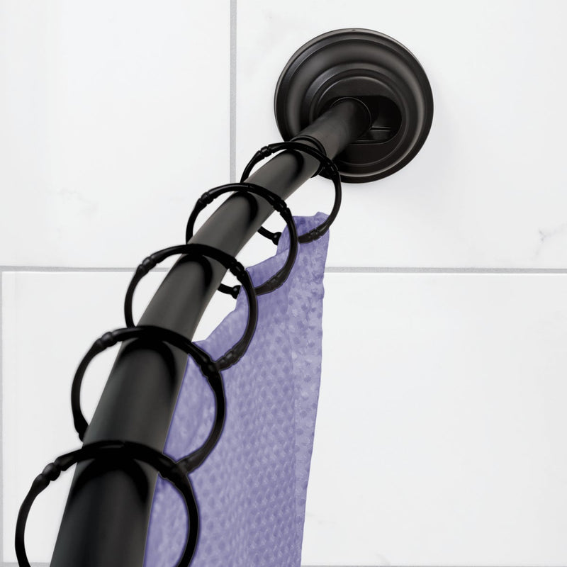 Zenith Zenna Home NeverRust 50 In. to 72 In. Adjustable Fixed or Tension Curved Shower Rod in Matte Black