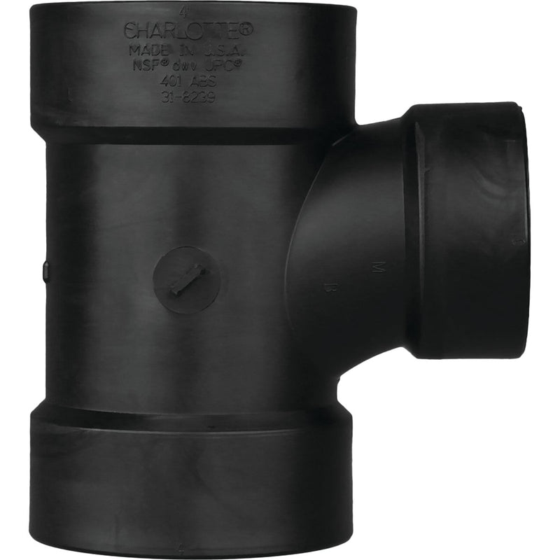 Charlotte Pipe 2 x 1-1/2 x 2 In. Hub x Hub x Hub Reducing Sanitary ABS Waste & Vent Tee