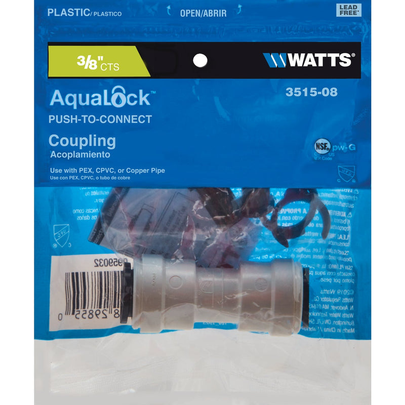 Watts 3/8 In. x 3/8 In. Quick Connect Plastic Coupling