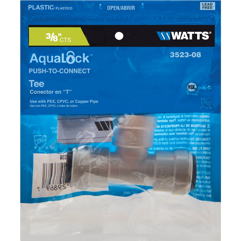 Watts 3/8 In. x 3/8 In. x 3/8 In. Quick Connect Plastic Tee