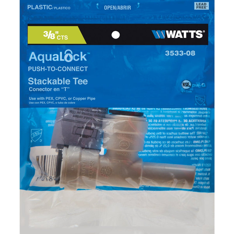 Watts 3/8 In. x 3/8 In. x 3/8 In. Stackable Quick Connect Plastic Tee