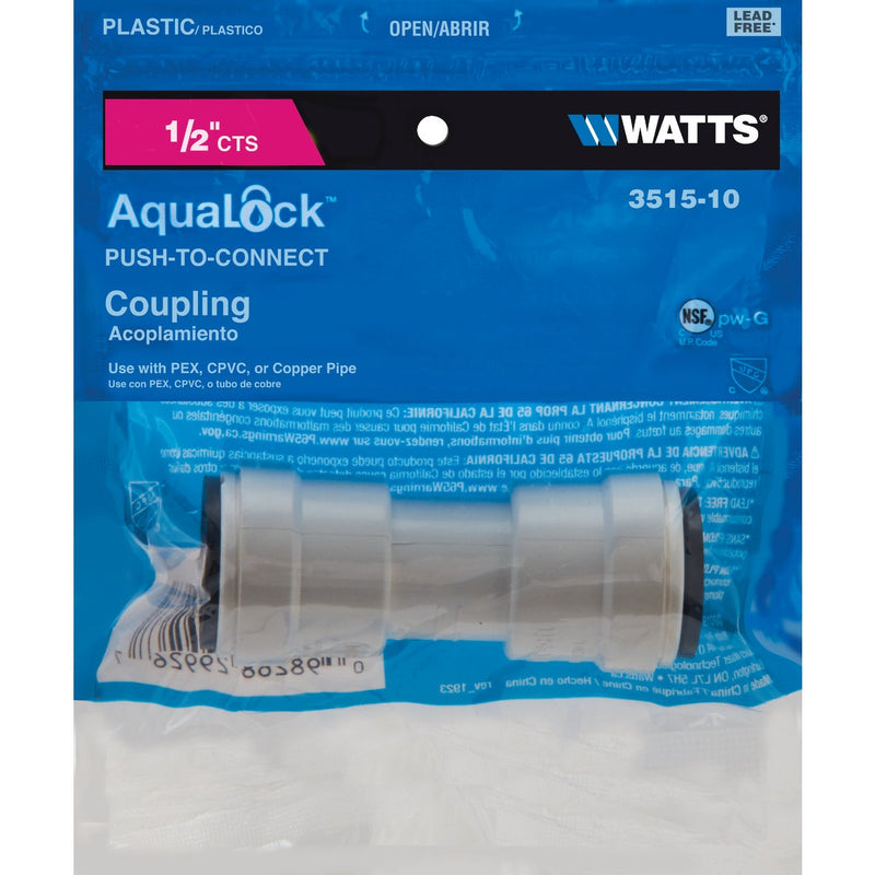 Watts 1/2 In. x 1/2 In. Quick Connect Plastic Coupling