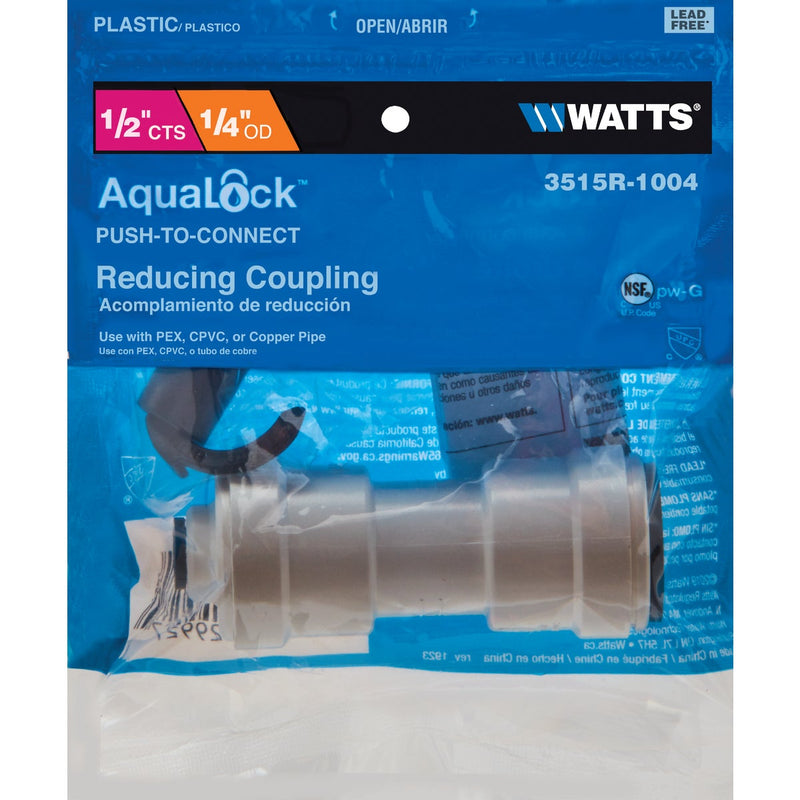 Watts 1/2 In. x 1/4 In. Reducer Quick Connect Plastic Coupling