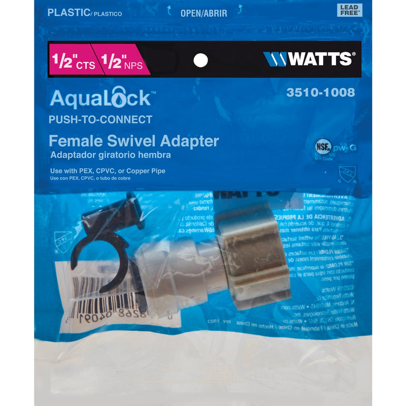 Watts Aqualock 1/2 In. CTS x 1/2 In. FPT Push-to-Connect Plastic Adapter