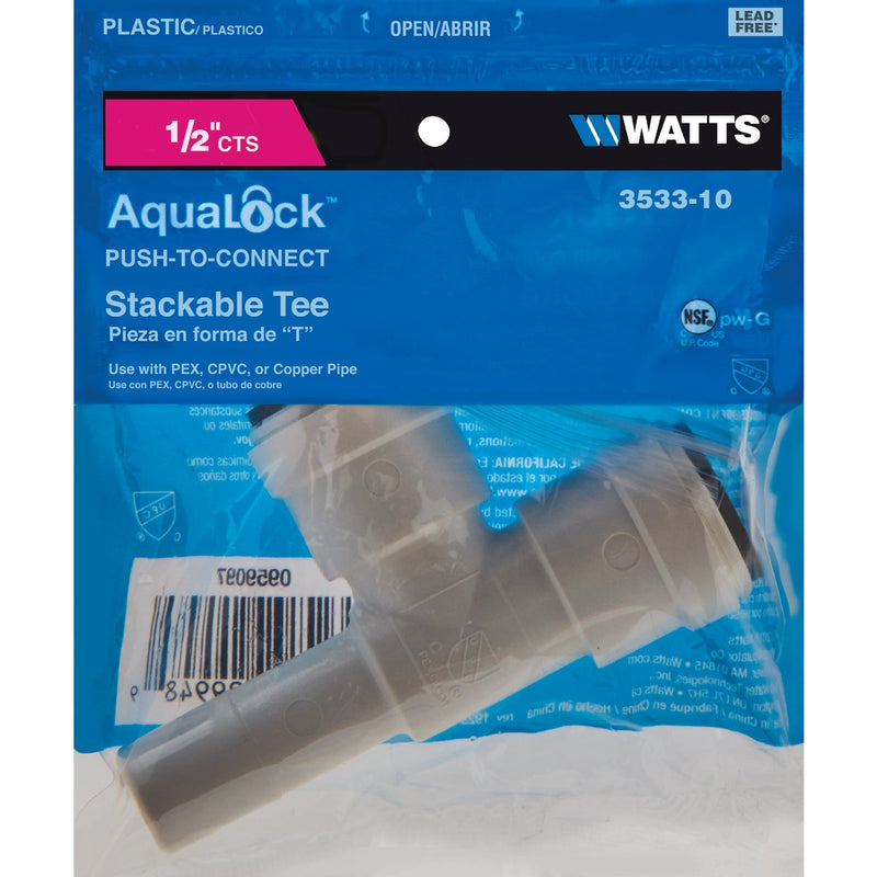 Watts 1/2 In. x 1/2 In. x 1/2 In. Stackable Quick Connect Plastic Tee