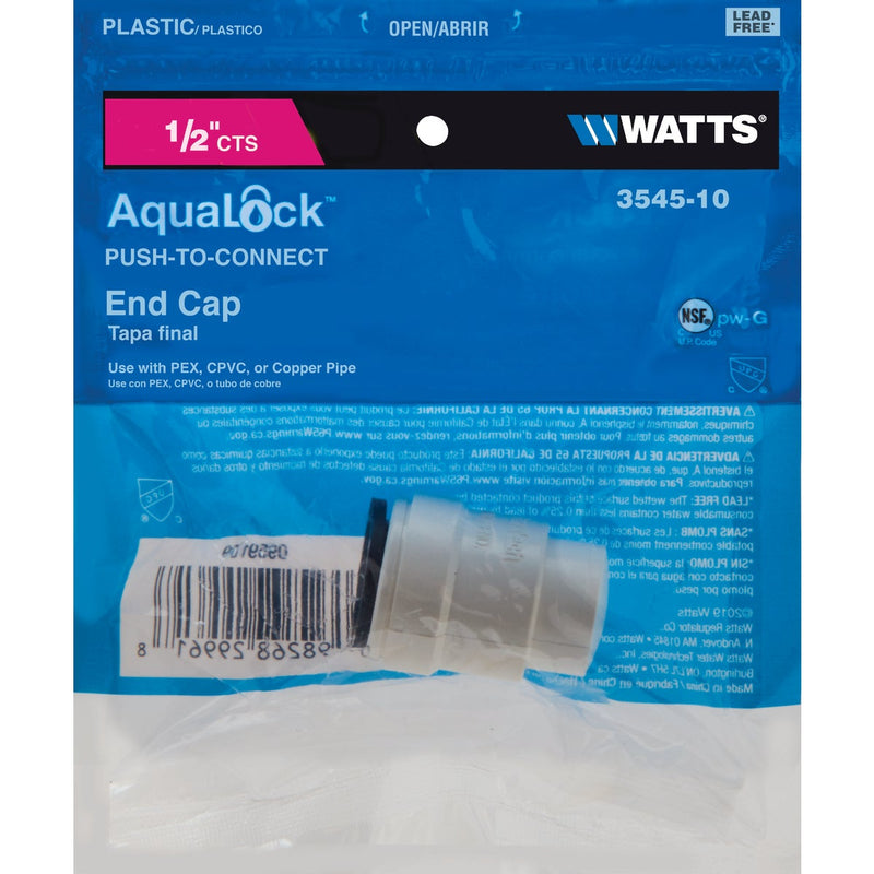 Watts Aqualock 1/2 In. Push-to-Connect Plastic Cap