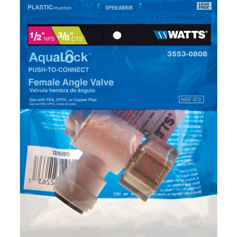 Watts 1/2 In. FPT X 3/8 In. CTS Quick Connect Stop Angle Valve