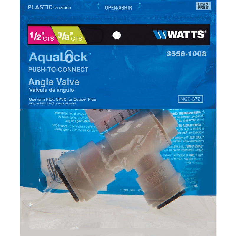 Watts 1/2 In. CTS X 1/2 In. OD Quick Connect Stop Angle Valve