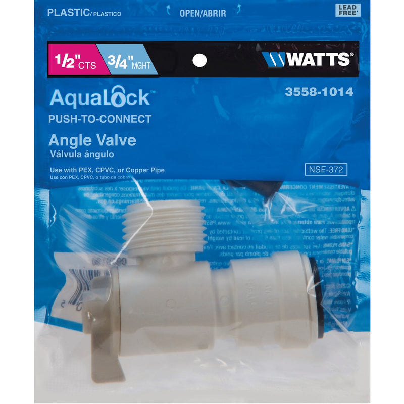 Watts 1/2 In. CTS X 3/4 In. MGH Quick Connect Stop Angle Valve