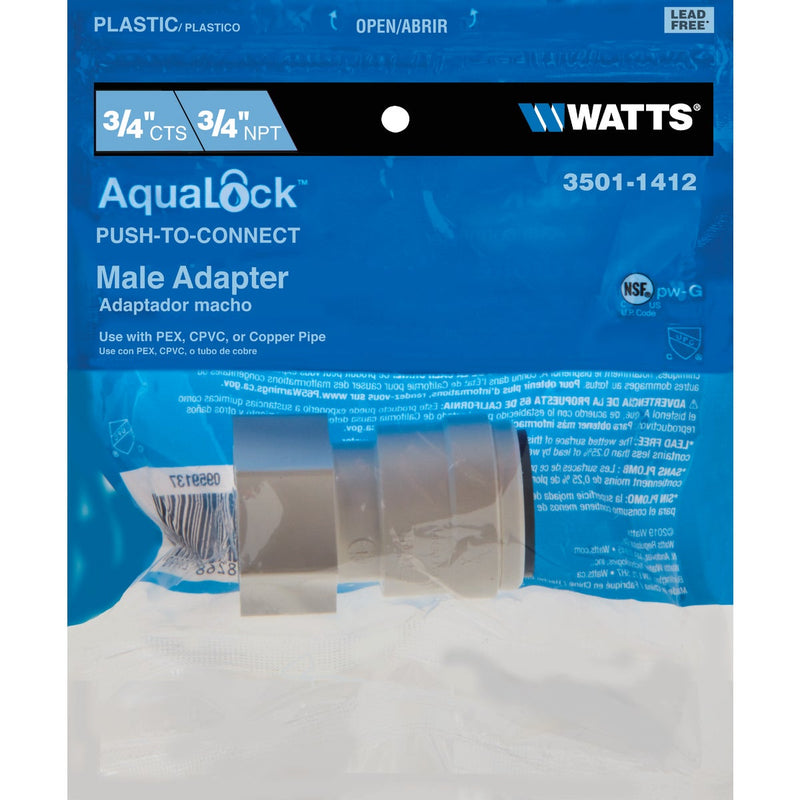 Watts Aqualock 3/4 In. CTS x 3/4 In. MPT Quick Connect Plastic Connector