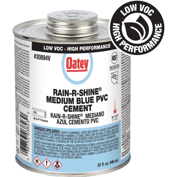 Oatey Rain-R-Shine 32 Oz. Low Voc Medium Bodied Blue PVC Cement