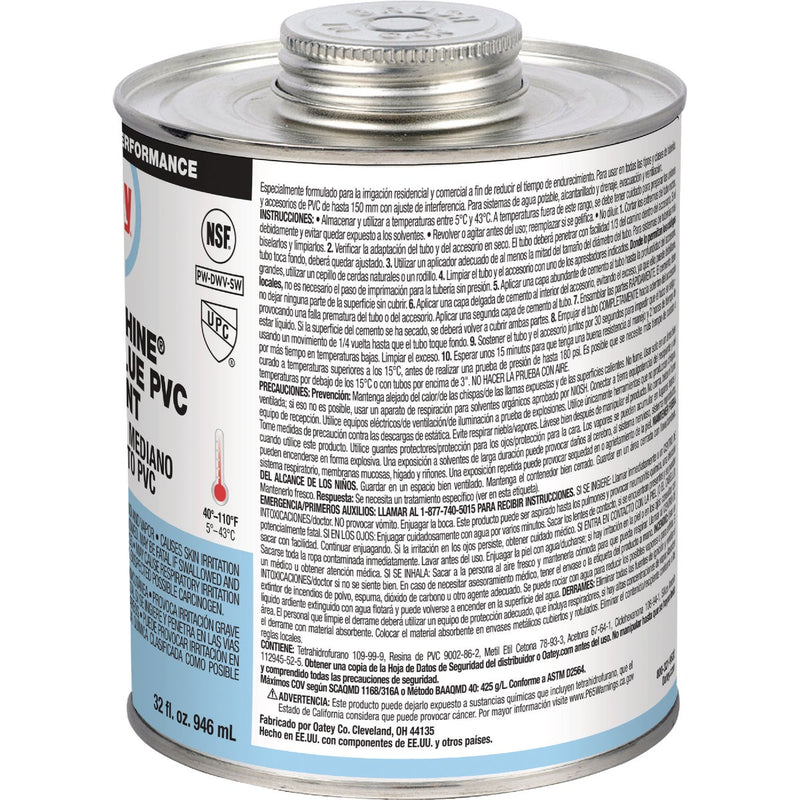 Oatey Rain-R-Shine 32 Oz. Low Voc Medium Bodied Blue PVC Cement