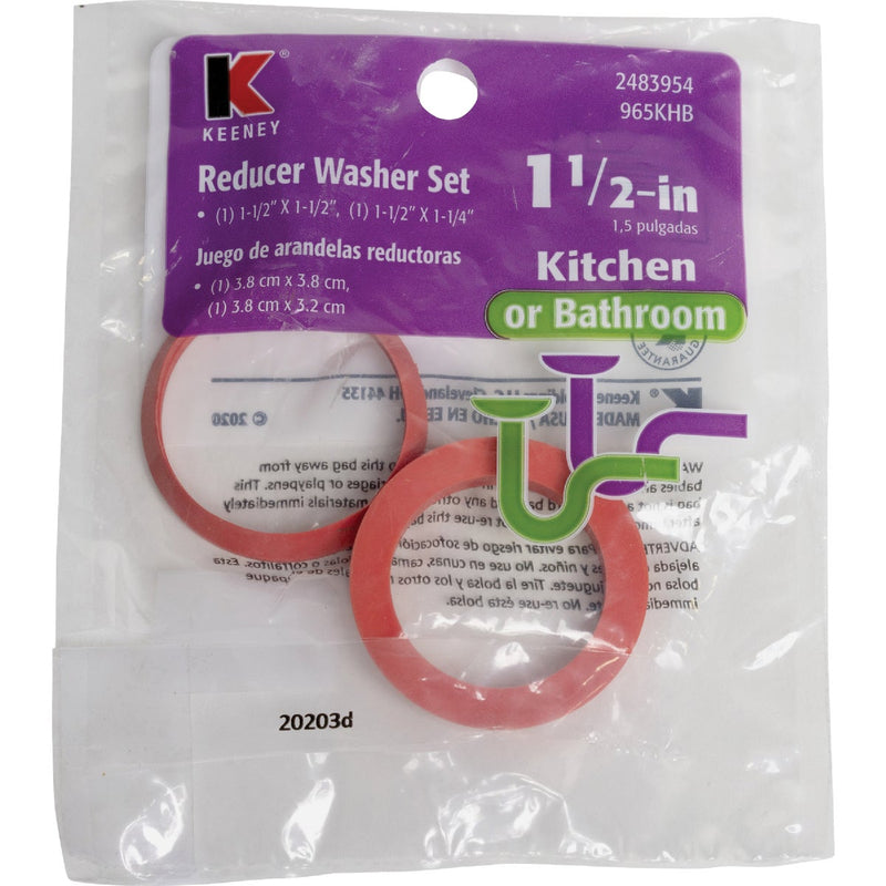 Keeney 1-1/2 In. x 1-1/4 In. Clear Poly Slip Joint Washers (2-Pack)