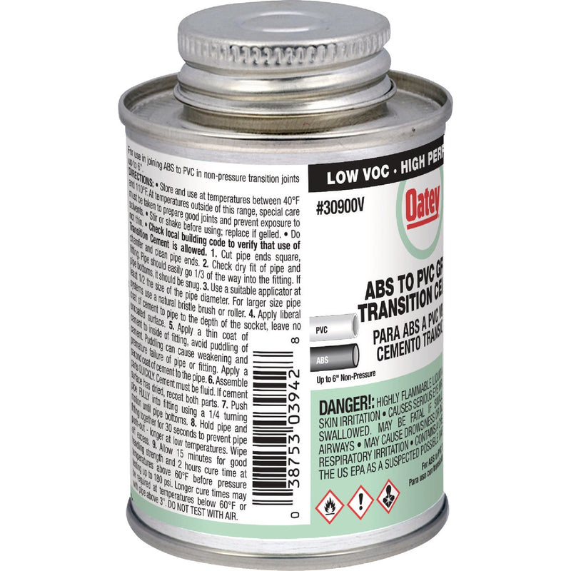 Oatey 4 Oz. Low Voc Medium Bodied ABS to PVC Green Transition PVC Cement