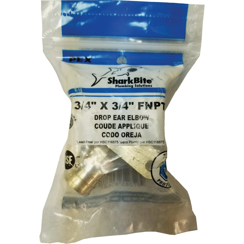 SharkBite 3/4 In. CF x 3/4 In. FPT Barbed 90 Deg. Drop Ear Brass Elbow (1/4 Bend)