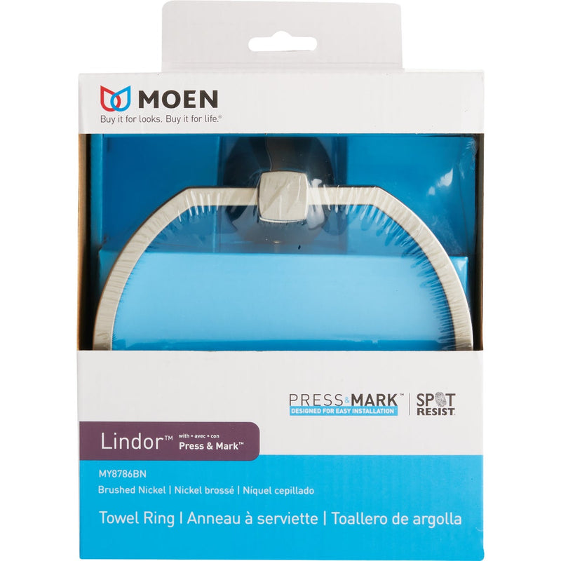 Moen Lindor Towel Ring, Spot Resist Brushed Nickel