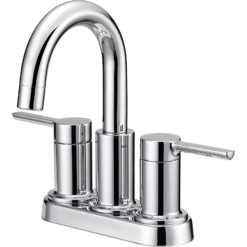 Home Impressions Chromel 2-Straight Handle Lever 4 In. Centerset Bathroom Faucet with Pop-Up