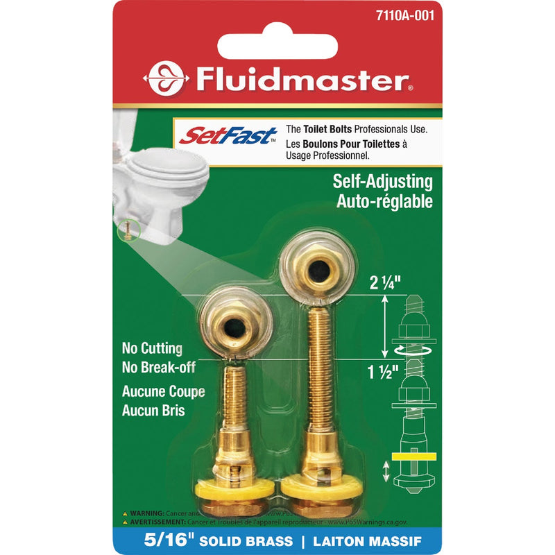 Fluidmaster SetFast 5/16 In. x 1-1/2 to 2-1/4 In. Adjustable Brass Toilet Bolts (2 Pack)