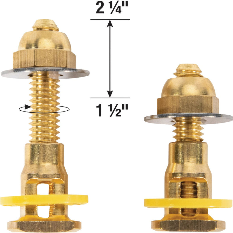 Fluidmaster SetFast 5/16 In. x 1-1/2 to 2-1/4 In. Adjustable Brass Toilet Bolts (2 Pack)