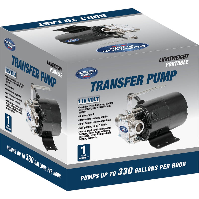 Superior Pump 120V 330 GPH Mini Portable Transfer Pump