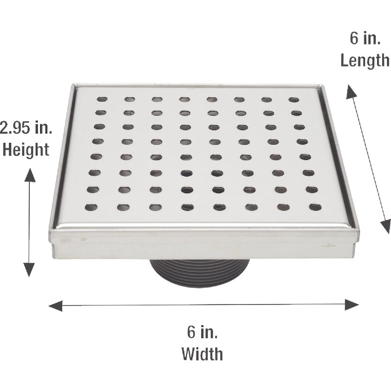 B&K 6 In. Square Shower Drain Zero Pattern Brushed Nickle