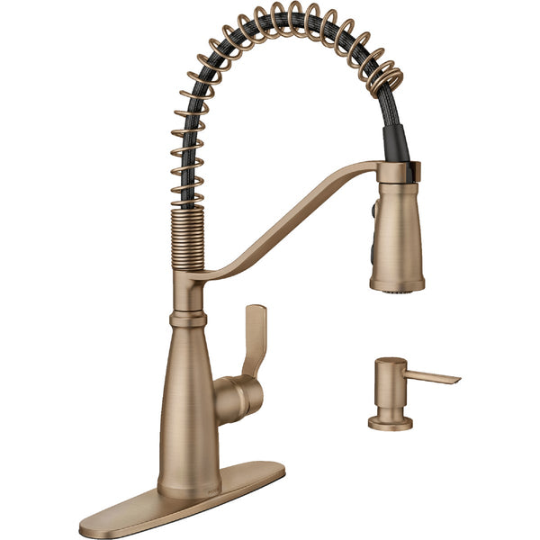 Moen Nolia 1-Handle Pull-Down Widespread Kitchen Faucet, Bronzed Gold
