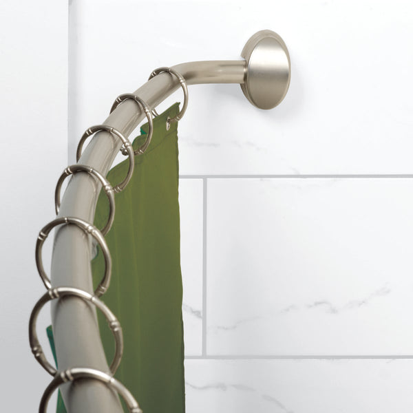 Zenith Zenna Home Curved 60 In. To 72 In. Adjustable Fixed Shower Rod in Brushed Nickel