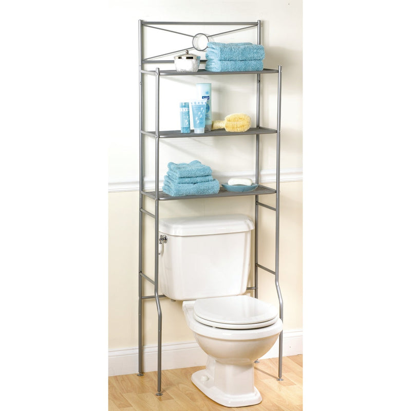 Zenith Zenna Home Spacesaver Satin Nickel Over-the-Toilet Shelf Cabinet, 3 Shelf