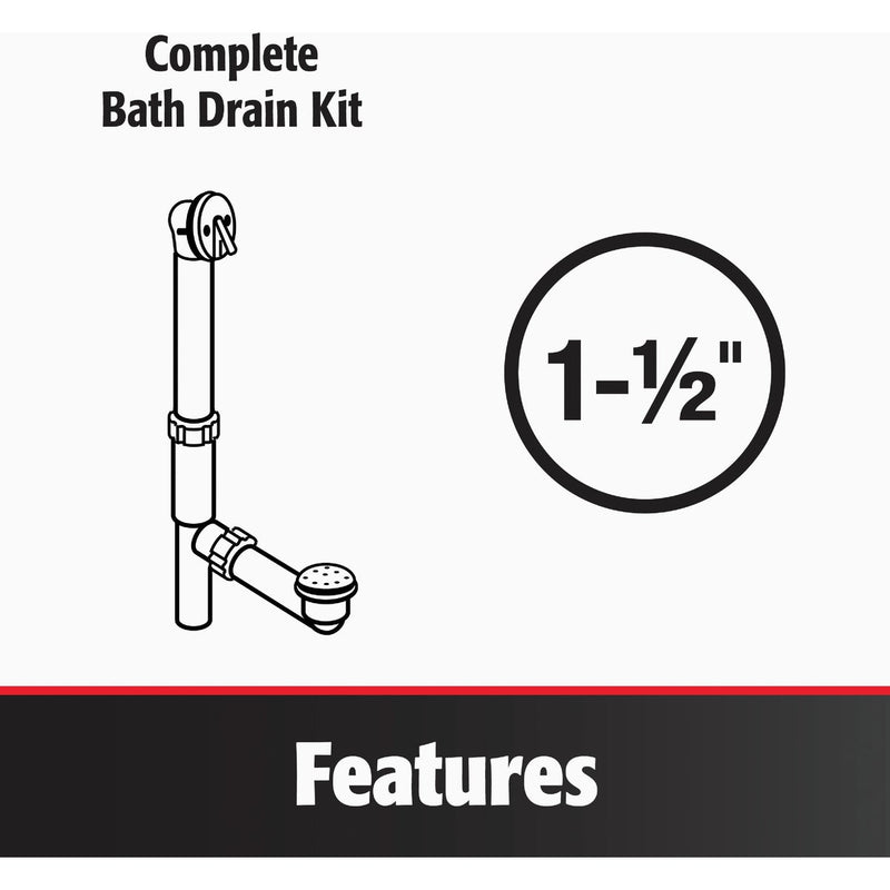 Keeney Schedule 40 PVC Cable Drive Bath Drain with Polished Chrome Trim