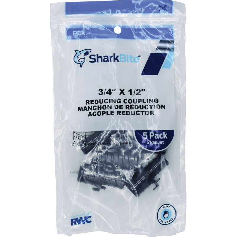 SharkBite 3/4 In. Barb x 1/2 In. Barb Poly-Alloy PEX Coupling (5-Pack)