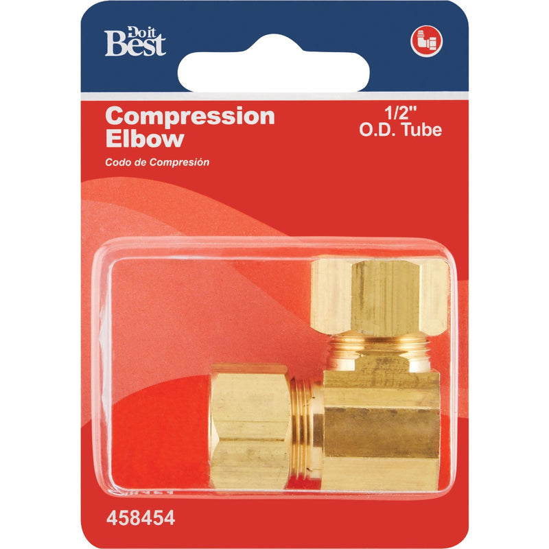 Do it 1/2 In. 90 Deg. 2-Way Low Lead Compression Brass Elbow (1/4 Bend)