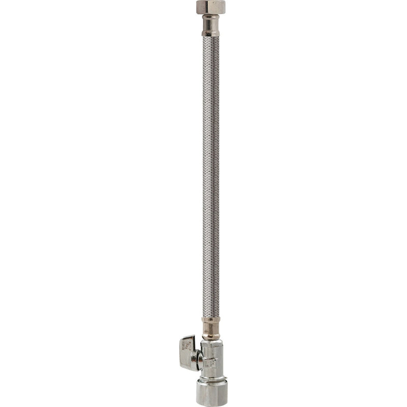 Keeney 5/8 In. x 20 In. Stainless Steel Quick Lock Toilet Supply Tube with Straight Quarter Turn Valve