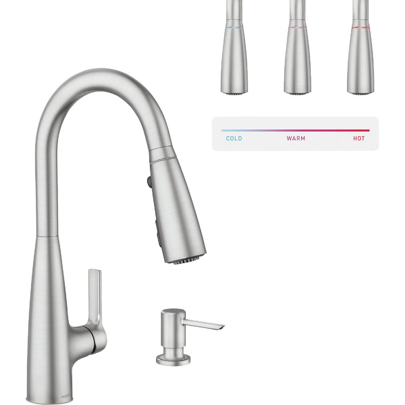 Moen Haelyn 2-Handle Pull-Down Kitchen Faucet with ColorCue, Spot Resist Stainless Steel