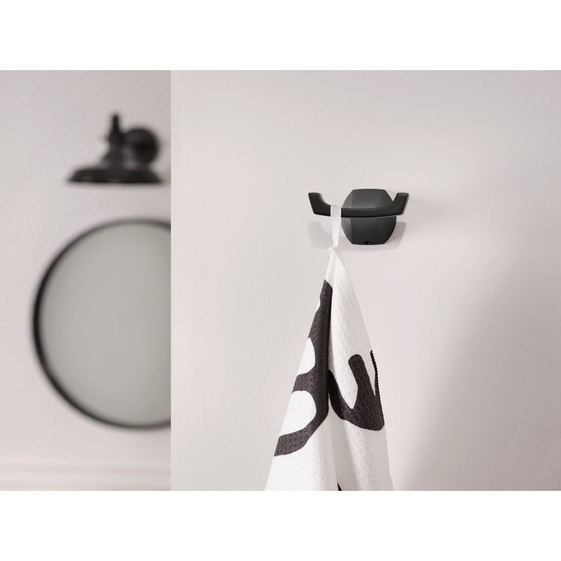 Moen Lindor Double Robe Hook, Matte Black