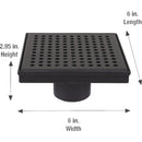 B&K 6 In. Square Shower Drain Zero Pattern Matte Black