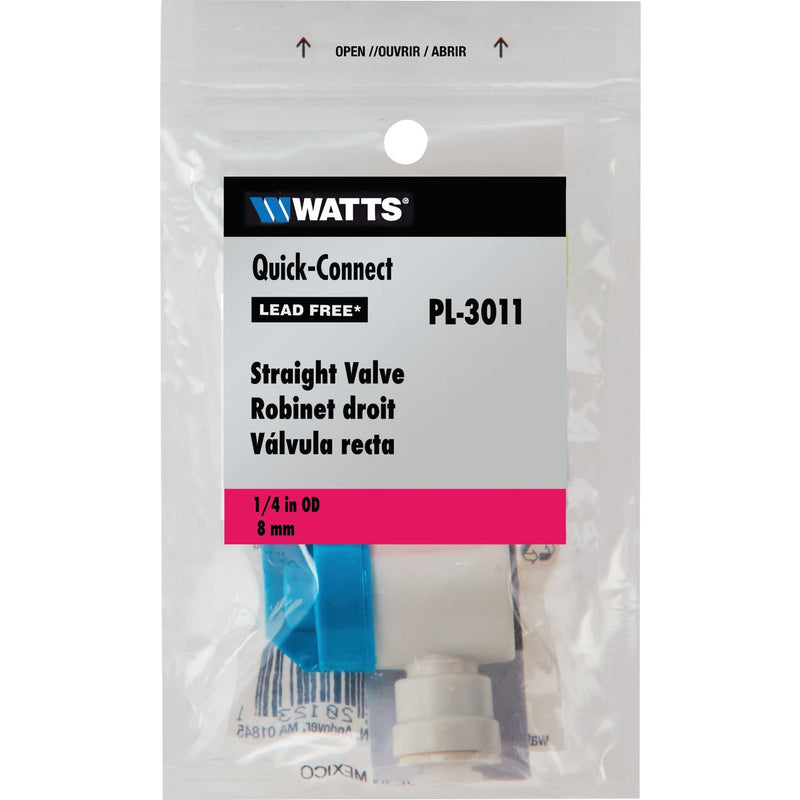 Watts 1/4 In. OD X 1/4 In. QC Plastic Plastic Push Valve