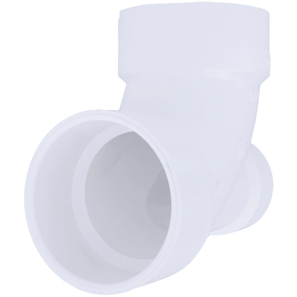 Charlotte Pipe 3 In. x 3 In. x 2 In. Schedule 40 90 Deg. Lowheel Inlet DWV PVC Elbow (1/4 Bend)