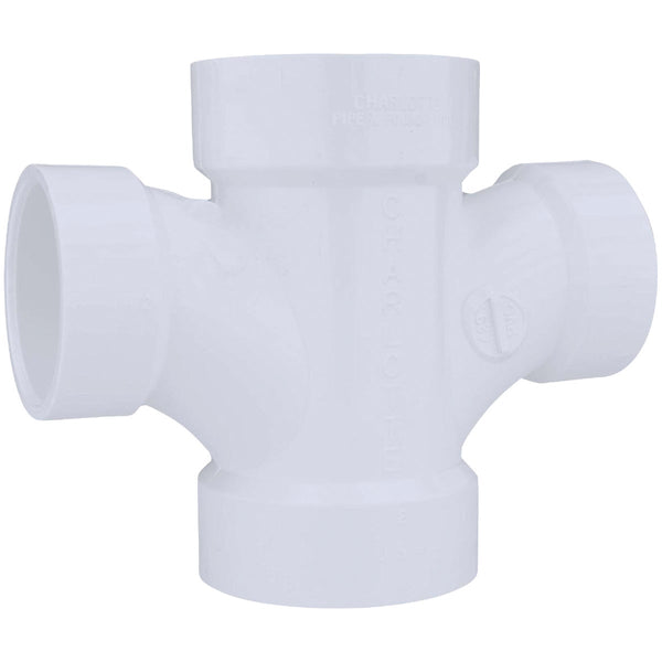 Charlotte Pipe 2 In. X 1-1/2 In. Reducing Double Sanitary PVC Tee