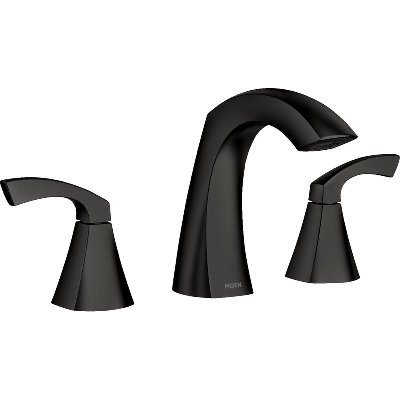 Moen Lindor 2-Handle Lever Widespread Bathroom Faucet, Matte Black