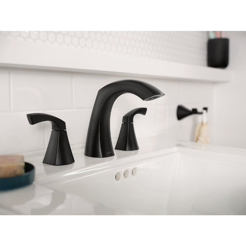 Moen Lindor 2-Handle Lever Widespread Bathroom Faucet, Matte Black