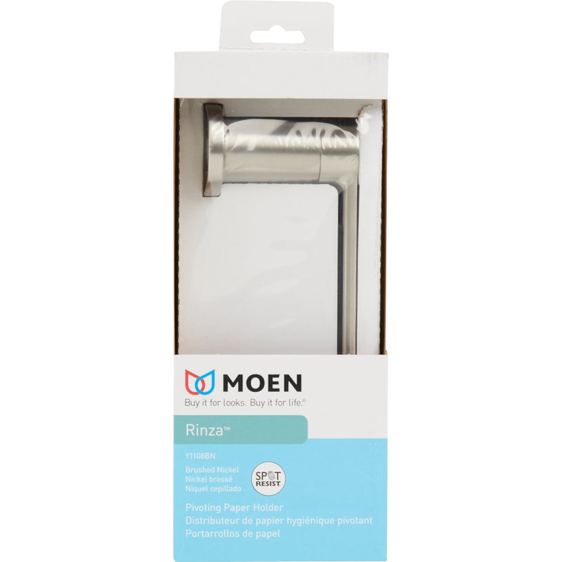 Moen Rinza Wall Mount Pivoting Toilet Paper Holder, Spot Resist Brushed Nickel