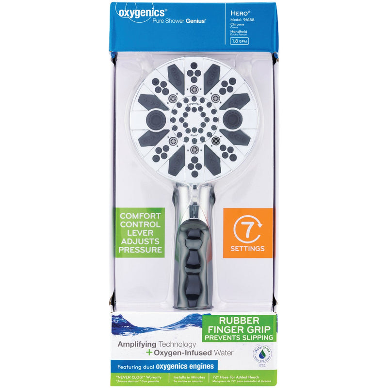 Oxygenics Hero 7-Spray 1.8 GPM Handheld Shower Head, Chrome