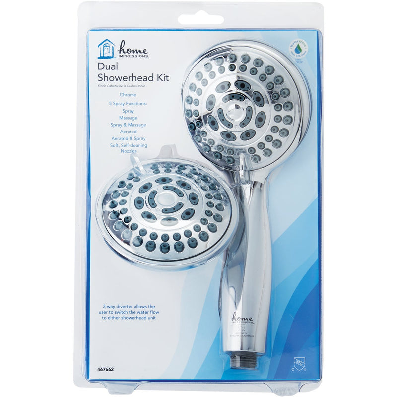 Home Impressions 5-Spray 1.75 GPM Combo Handheld Shower Head, Chrome