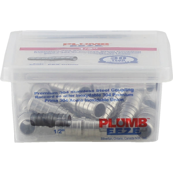 Plumbeeze 1/2 In. Stainless Steel PEX Coupling (25-Pack)