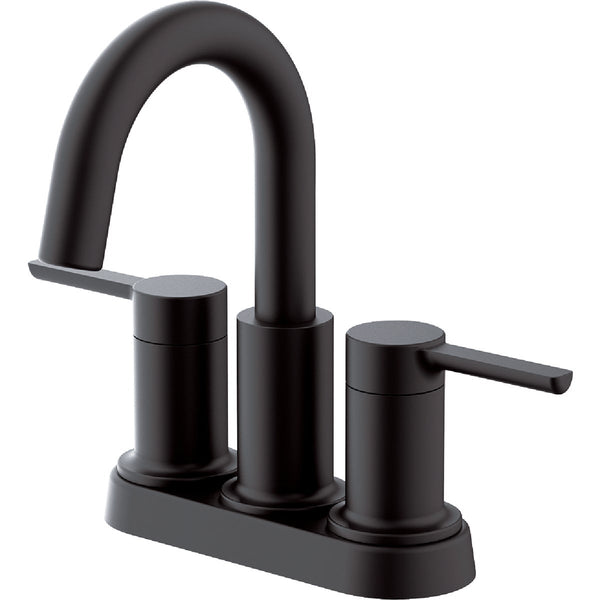 Home Impressions Matte Black 2-Straight Handle Lever 4 In. Centerset Bathroom Faucet with Pop-Up