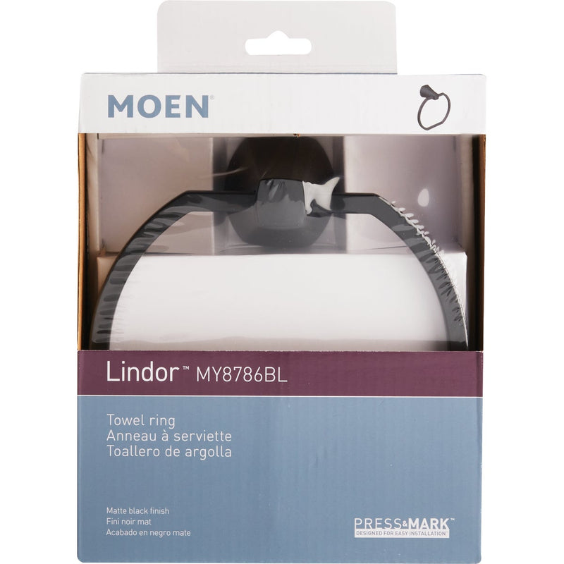 Moen Lindor Towel Ring, Matte Black