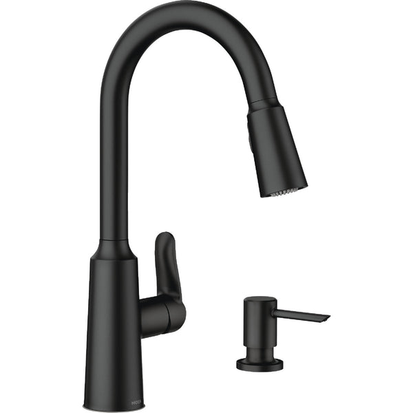 Moen Edwyn 1-Handle Pull-Down Kitchen Faucet with Soap Dispenser, Matte Black