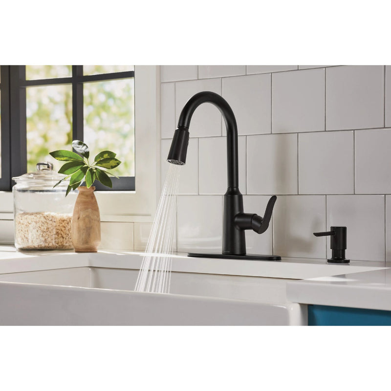 Moen Edwyn 1-Handle Pull-Down Kitchen Faucet with Soap Dispenser, Matte Black